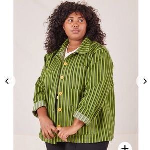 NWOT green mono stripe work jacket